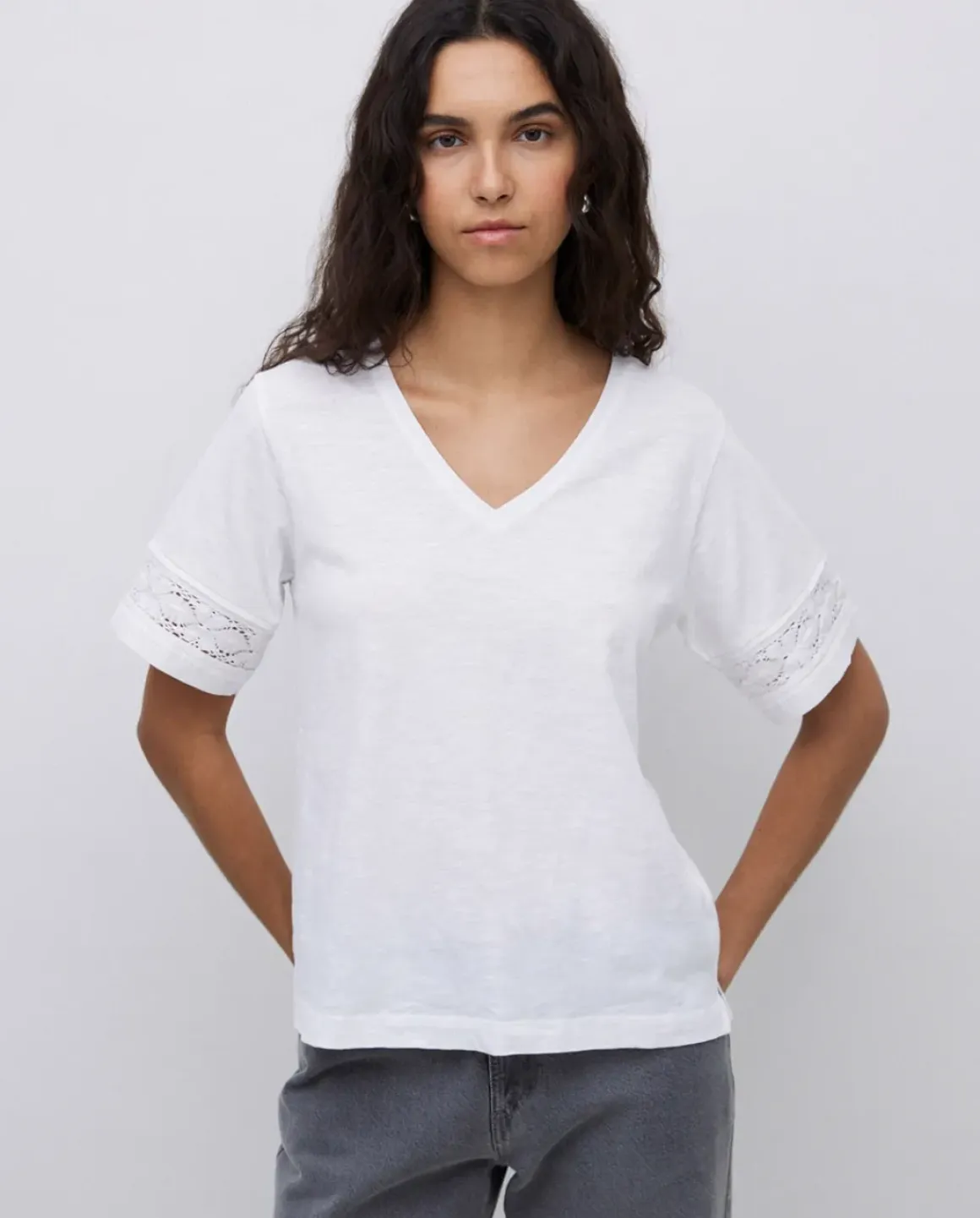 Camiseta puntillas blanco