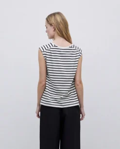 Camiseta sin mangas rayas azul noche