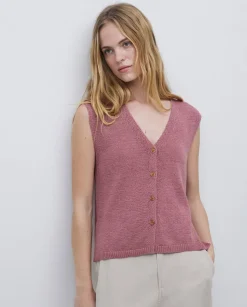 Chaleco algodón pico rosa antiguo