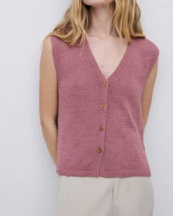 Chaleco algodón pico rosa antiguo