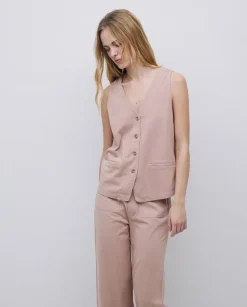 Chaleco de punto algodón rosa antiguo