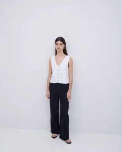 Chaleco 100% lino blanco