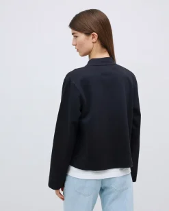 Chaqueta corta cuello mao azul oscuro