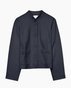Chaqueta corta cuello mao azul oscuro