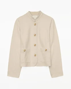 Chaqueta corta cuello mao beige