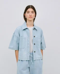 Chaqueta denim tencel azul