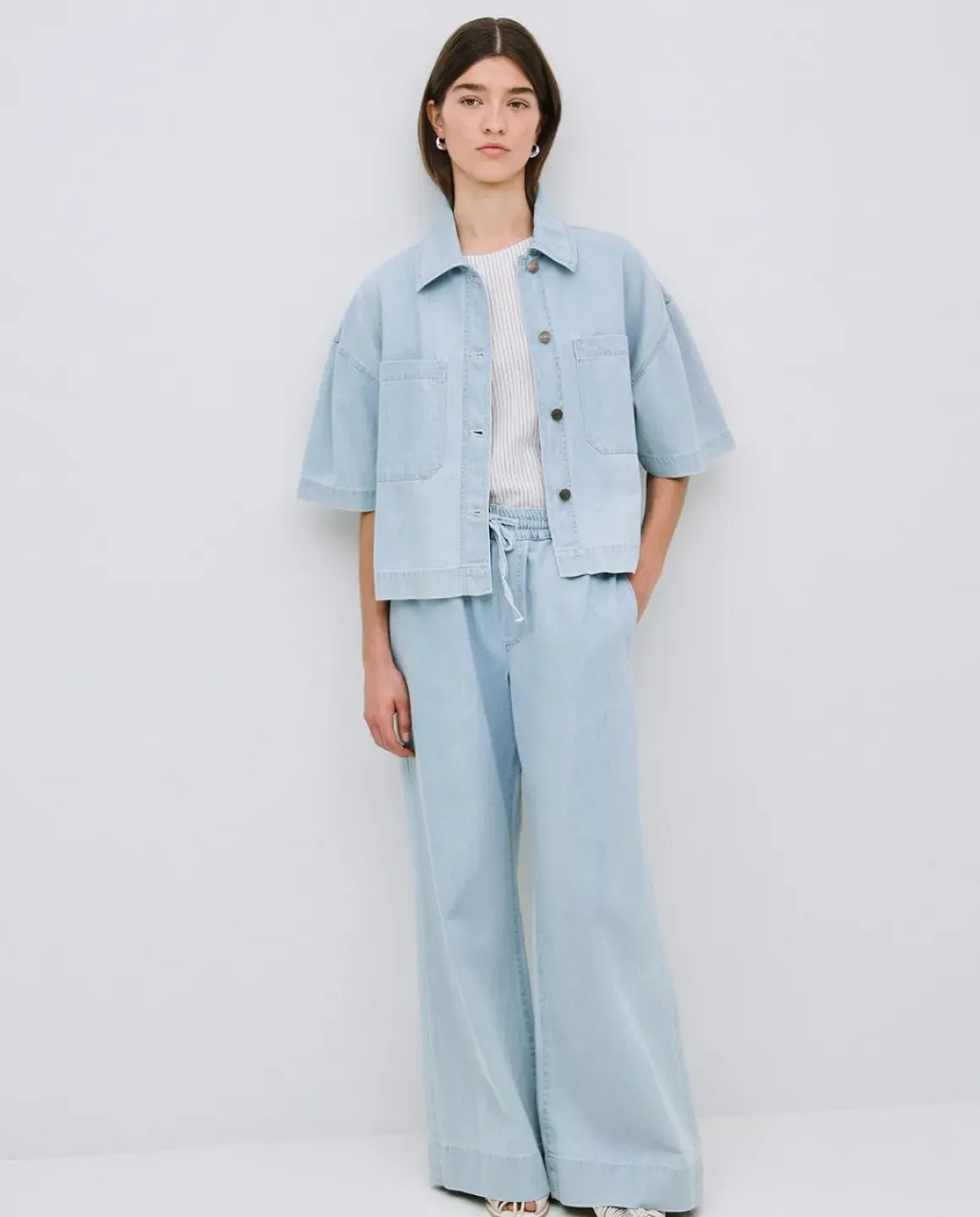 Chaqueta denim tencel azul