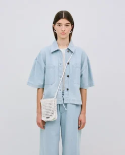Chaqueta denim tencel azul