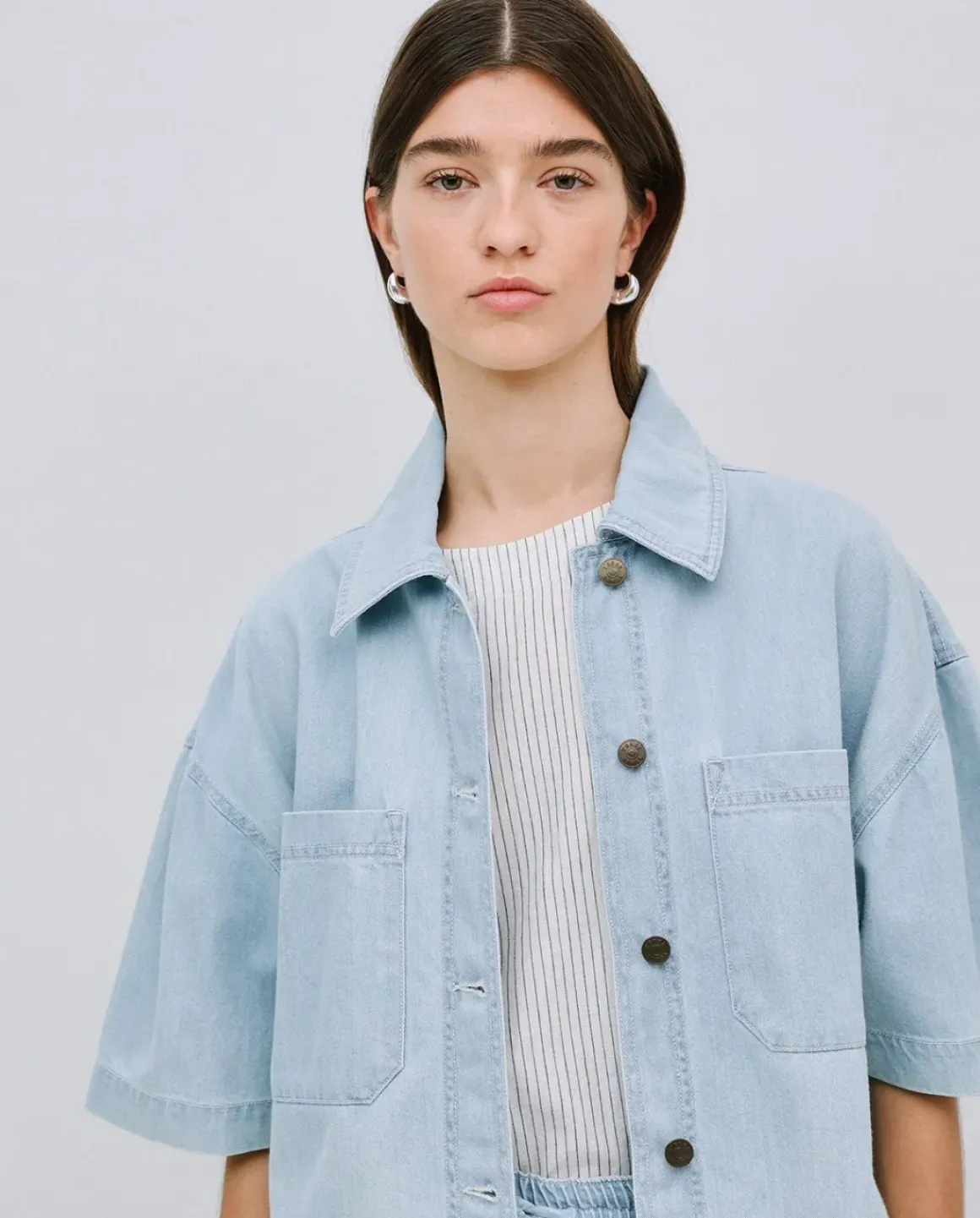 Chaqueta denim tencel azul