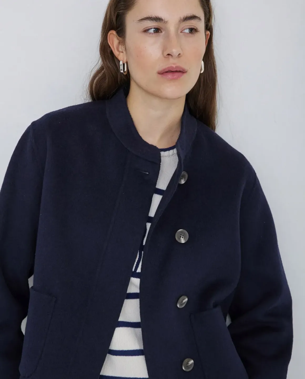 Chaqueta handmade tejido doble faz azul oscuro