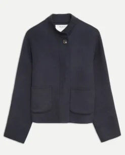 Chaqueta handmade tejido doble faz azul oscuro
