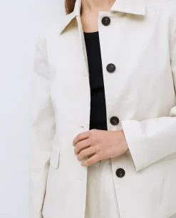 Chaqueta tejido gabardina blanco roto