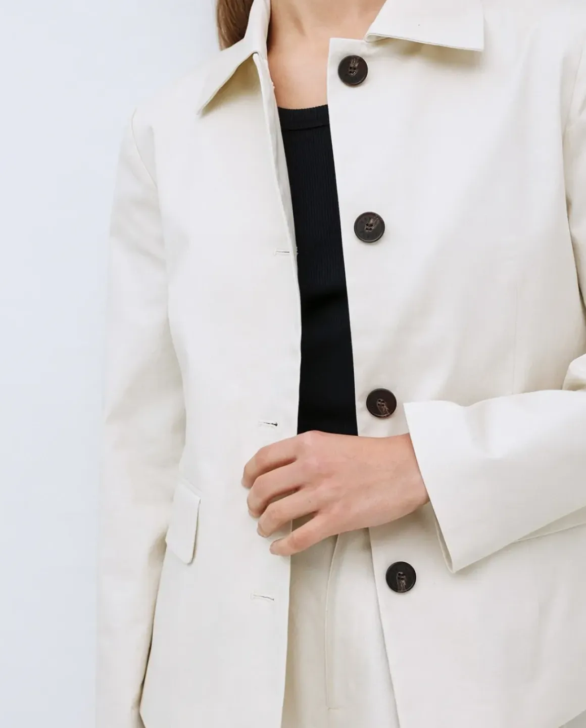 Chaqueta tejido gabardina blanco roto