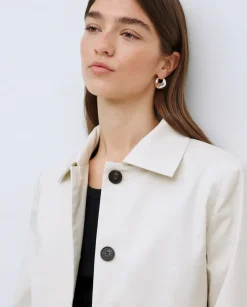 Chaqueta tejido gabardina blanco roto