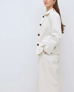 Chaqueta tejido gabardina blanco roto