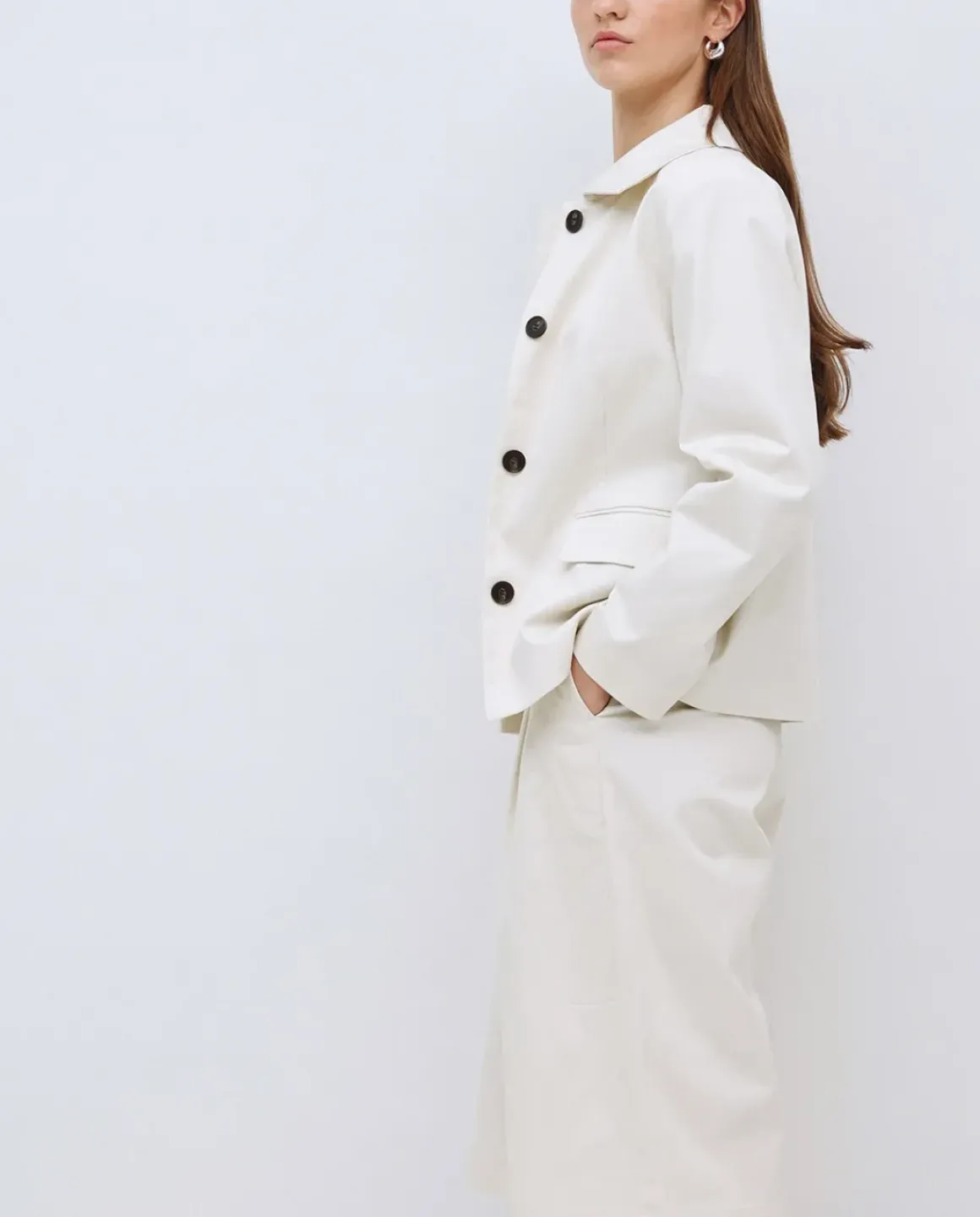Chaqueta tejido gabardina blanco roto
