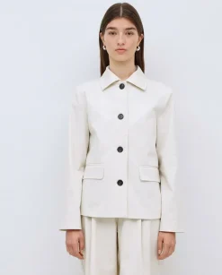 Chaqueta tejido gabardina blanco roto