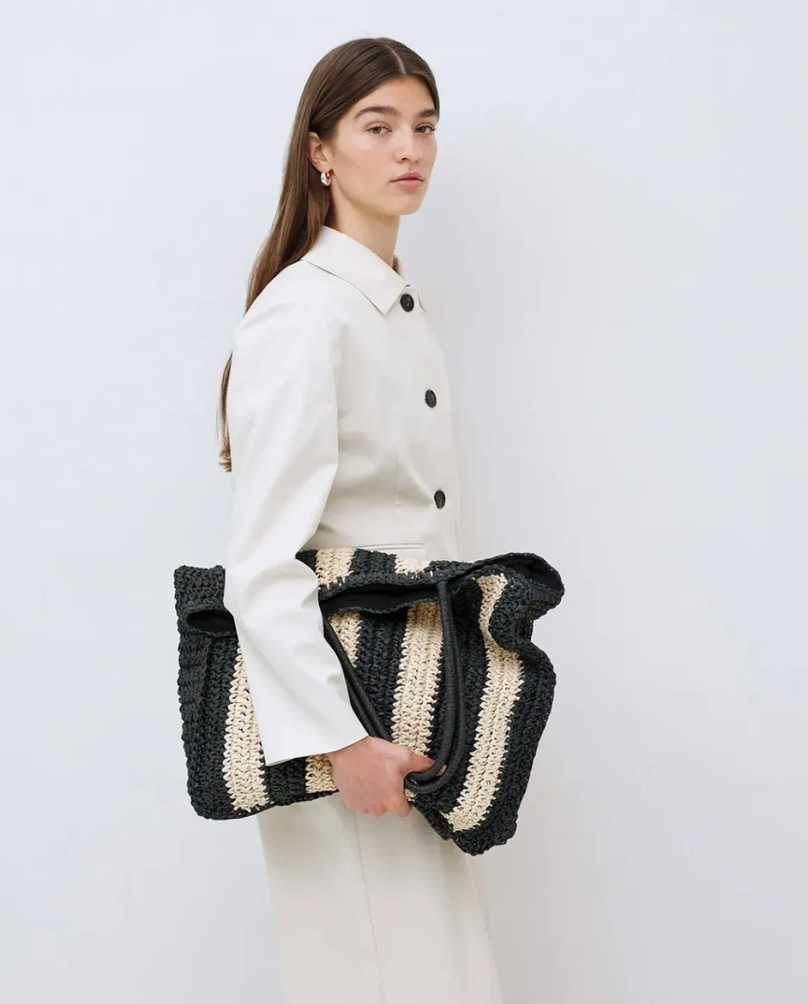 Chaqueta tejido gabardina blanco roto