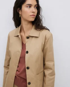 Chaqueta tejido gabardina camel