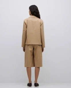 Chaqueta tejido gabardina camel