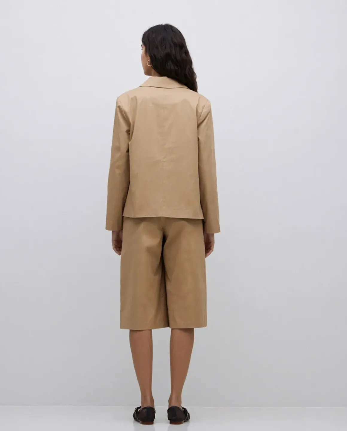 Chaqueta tejido gabardina camel