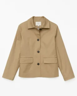 Chaqueta tejido gabardina camel