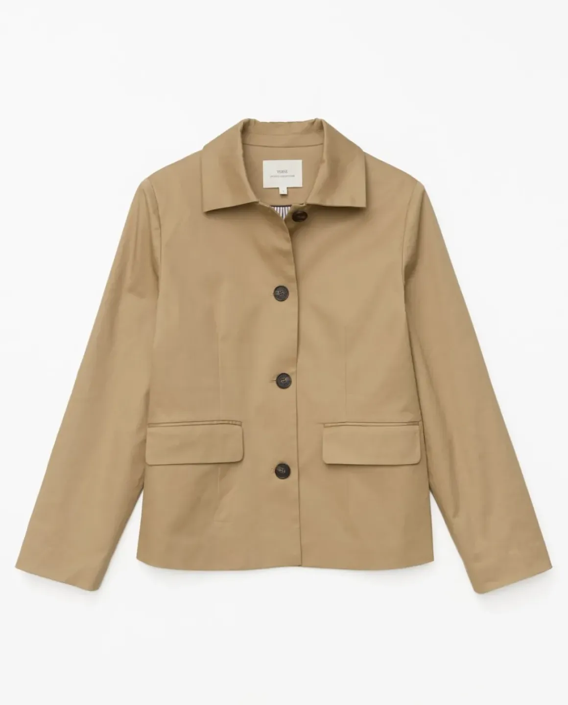 Chaqueta tejido gabardina camel