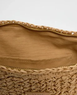 Clutch cremallera rafia natural