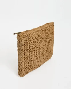Clutch cremallera rafia natural