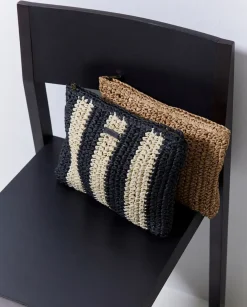 Clutch cremallera rafia natural