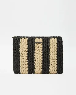 Clutch rafia crudo y negro