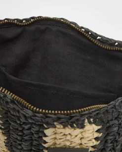 Clutch rafia crudo y negro