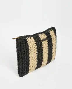 Clutch rafia crudo y negro