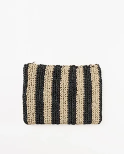 Clutch rafia crudo y negro