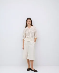 Cárdigan crochet crudo