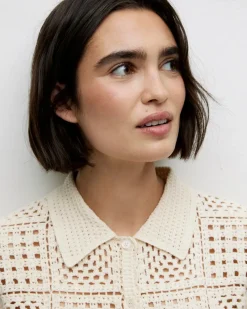 Cárdigan crochet crudo