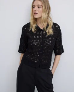 Cárdigan crochet negro