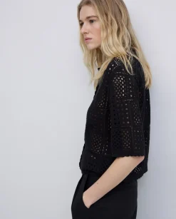 Cárdigan crochet negro