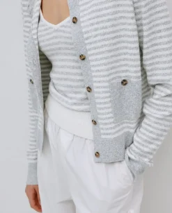 Cárdigan rayas con algodón gris