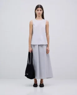 Falda cintura elástica popelín gris