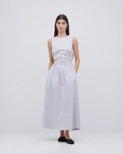 Falda cintura elástica popelín gris