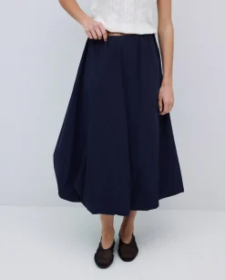 Falda Globo popelín azul oscuro