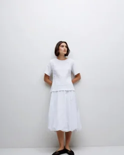 Falda globo popelín blanco