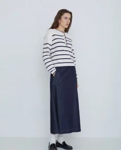 Falda maxi denim azul oscuro