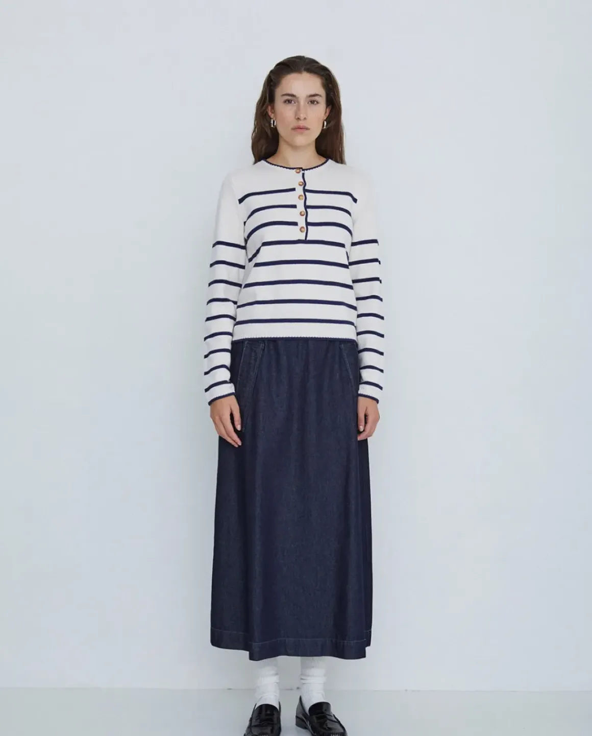 Falda maxi denim azul oscuro