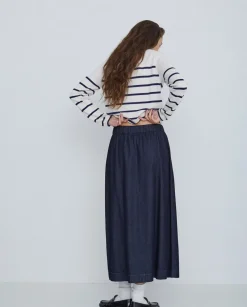 Falda maxi denim azul oscuro