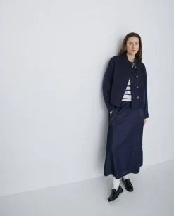 Falda maxi denim azul oscuro