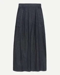 Falda maxi denim azul oscuro