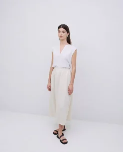 Falda midi 100% lino crudo