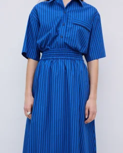 Falda midi rayas azul oscuro
